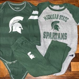 Michigan state Spartans onsie and pants bundle
